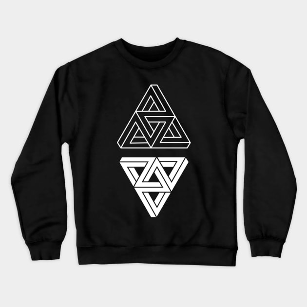 Penrose Triangles on Black Crewneck Sweatshirt by SWAMPMEAT